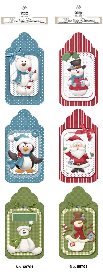  Felicita Design Gave/manilla mærker med julemænd og bamser 6x2 design 2x8,3cm